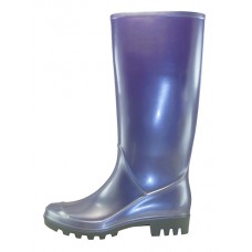 RB-010-MT-S - Wholesale Women's "EasyUSA" 13½ Inches Water Proof Soft Rubber Rain Boots ( *Metalic Silver/Purple )